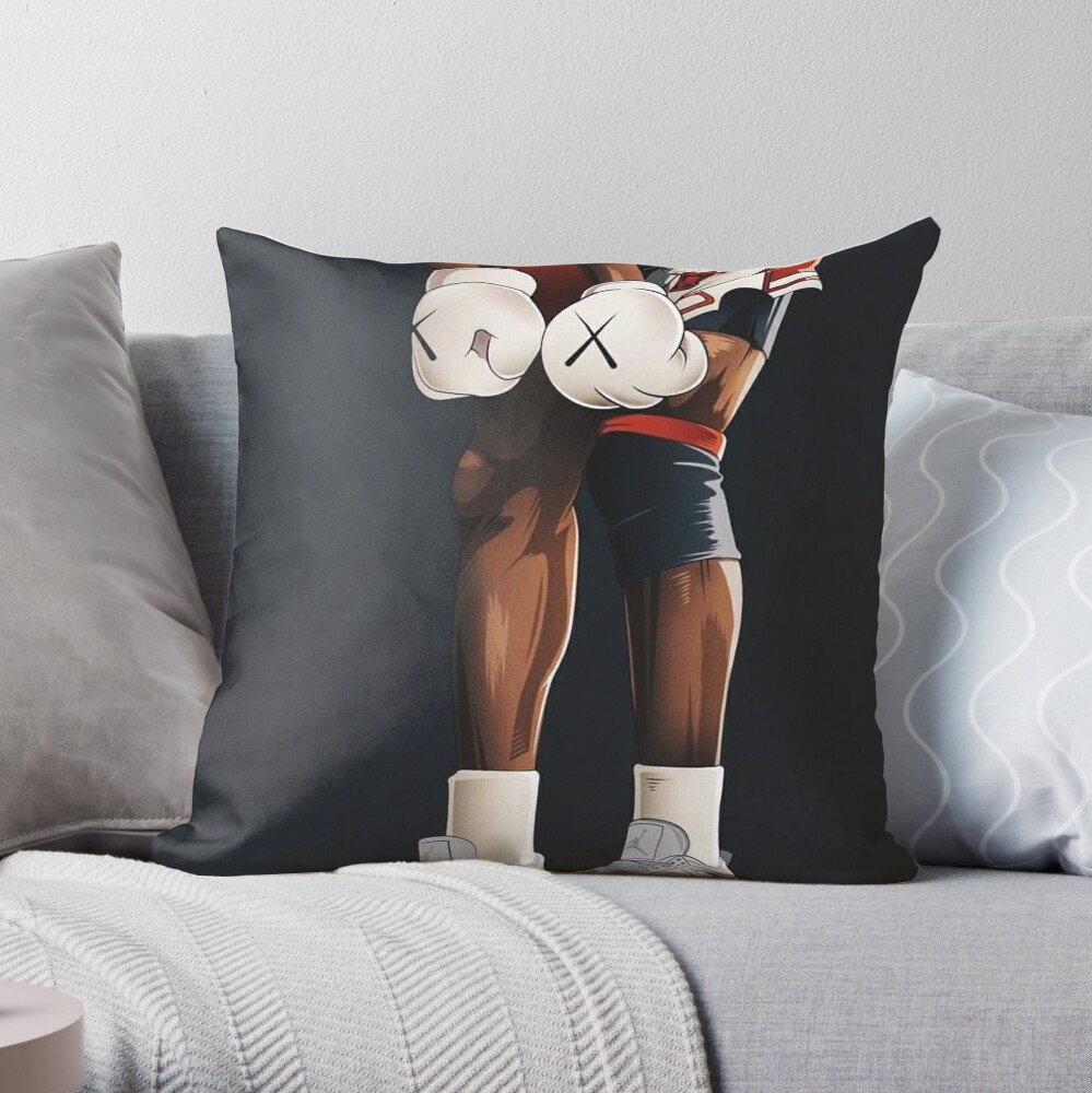 Hypebeast anime action figure with sneakers Throw Pillow by