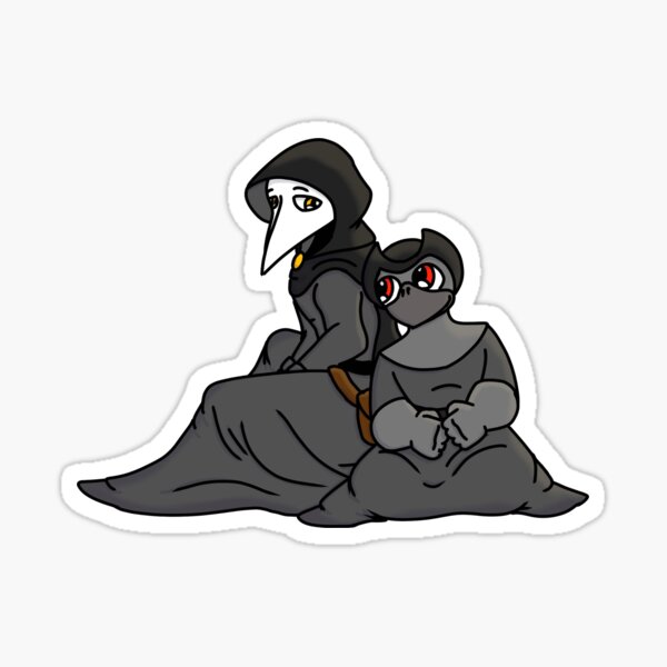 scp 049 and scp 035 holding roses  Sticker for Sale by 0amburgh0