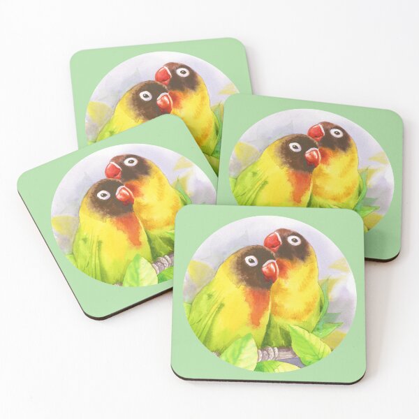 Masked Lovebirds Coasters (Set of 4)