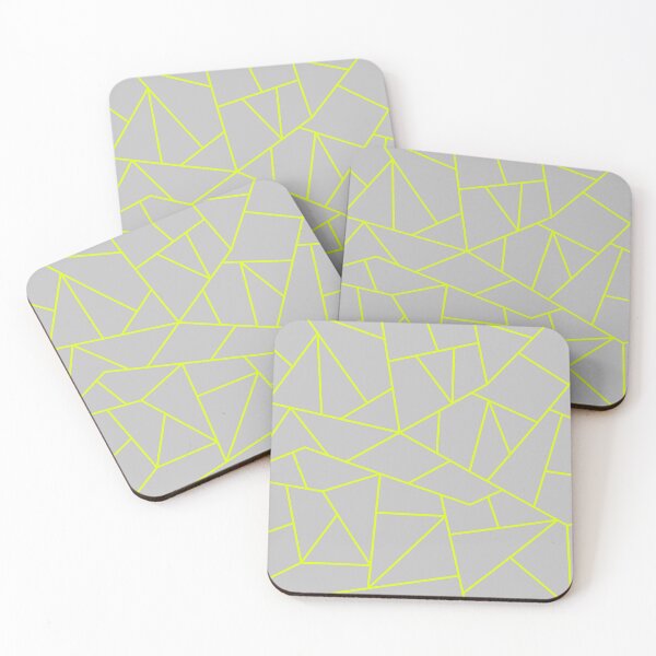 Item preview, Chartreuse Yellow Mosaic Lines On Silver Gray designed and sold by rewstudio.