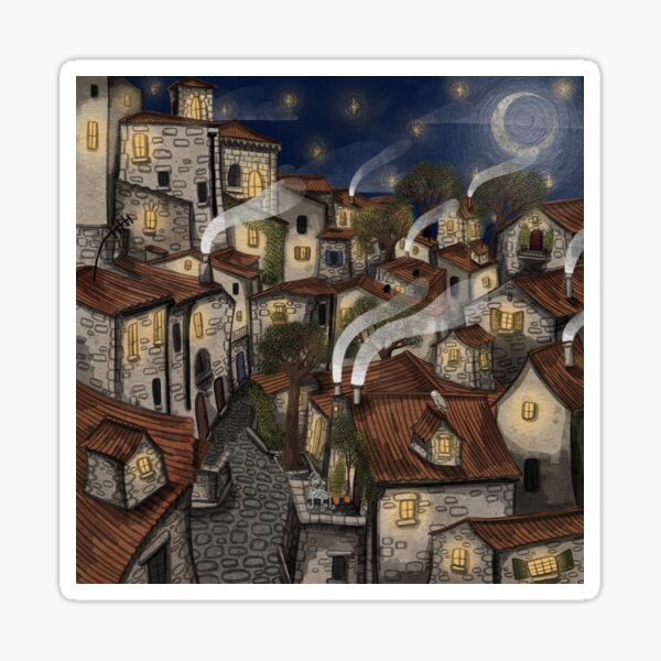 Sleepy Village Sticker