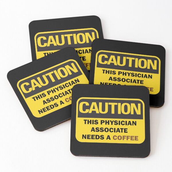 Item preview, Caution: This Physician Associate needs a coffee funny warning sign with black and coffee brown typography (dark mode) designed and sold by Deegital18.