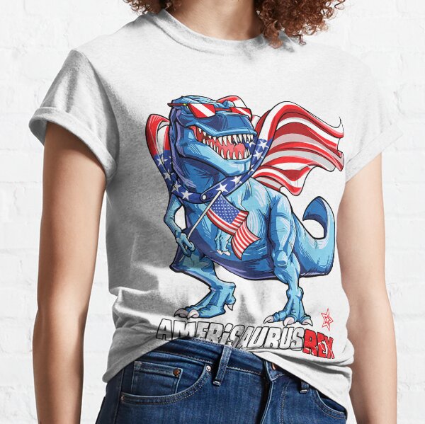 Dinosaur 4th of July Kids Boys Men Amerisaurus T Rex Funny T-Shirt Active Classic T-Shirt