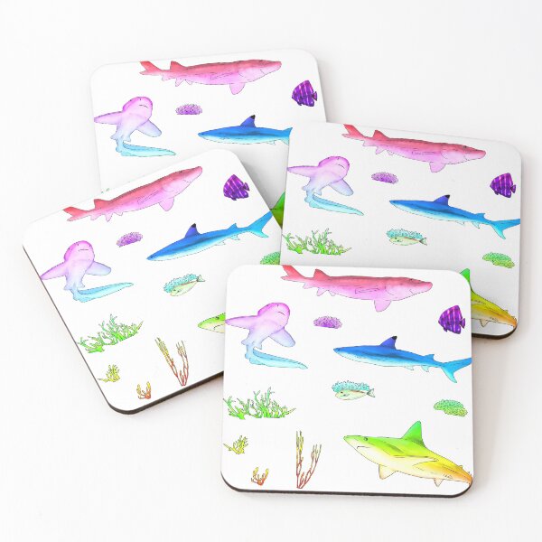Item preview, rainbow sharks, fish, and corals designed and sold by gazingghoul.