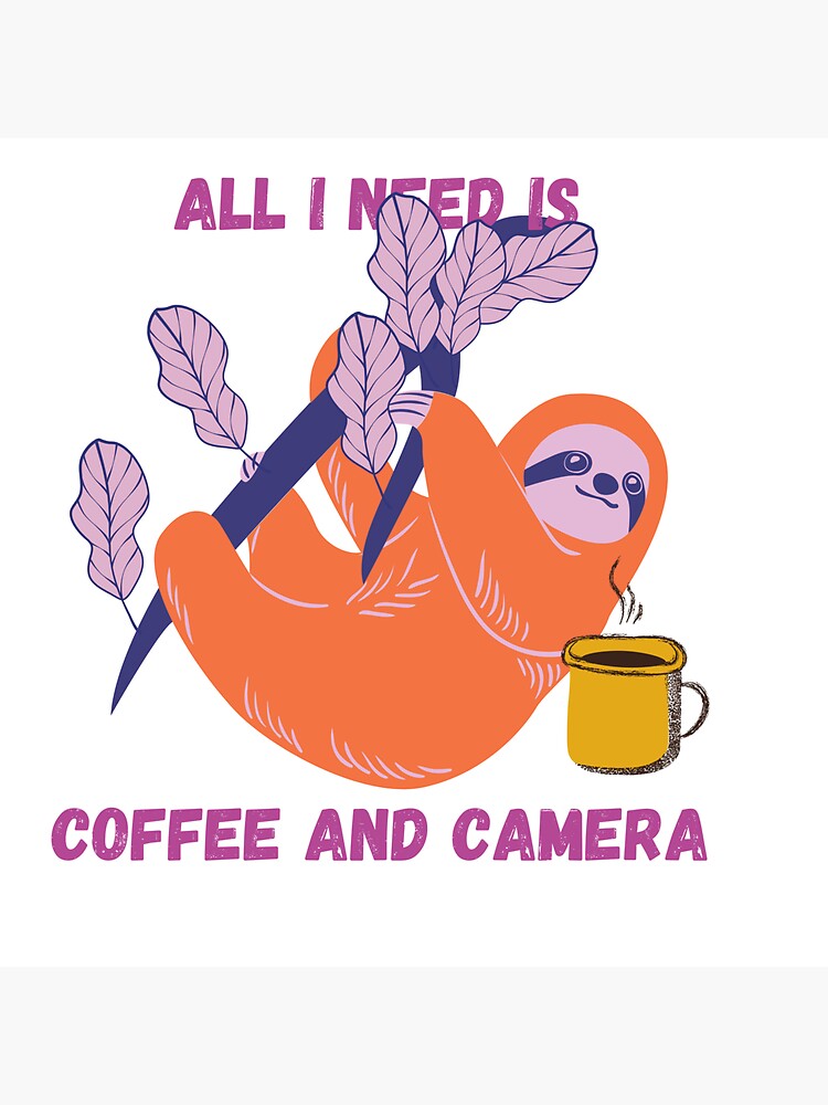 Thumbnail 3 of 3, Sticker, All I need is coffee and camera  designed and sold by Semapemodiba.
