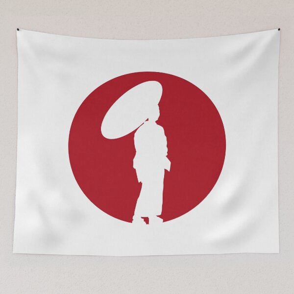 Item preview, Geisha With Umbrella Red Sun Silhouette (on white) designed and sold by STUDIO-72.