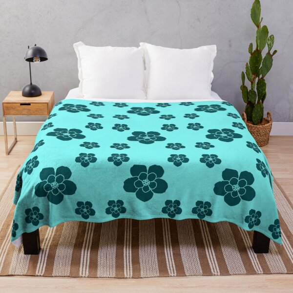 Item preview, Retro Turquoise Flowers-1970s inspired designed and sold by BearImages.