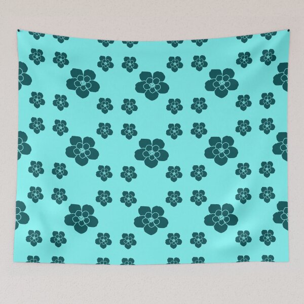 Item preview, Retro Turquoise Flowers-1970s inspired designed and sold by BearImages.