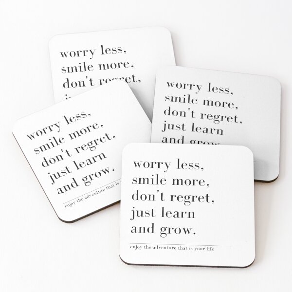 Item preview, Worry less, smile more, don't regret, just learn and grow. designed and sold by MagicWordsDS.