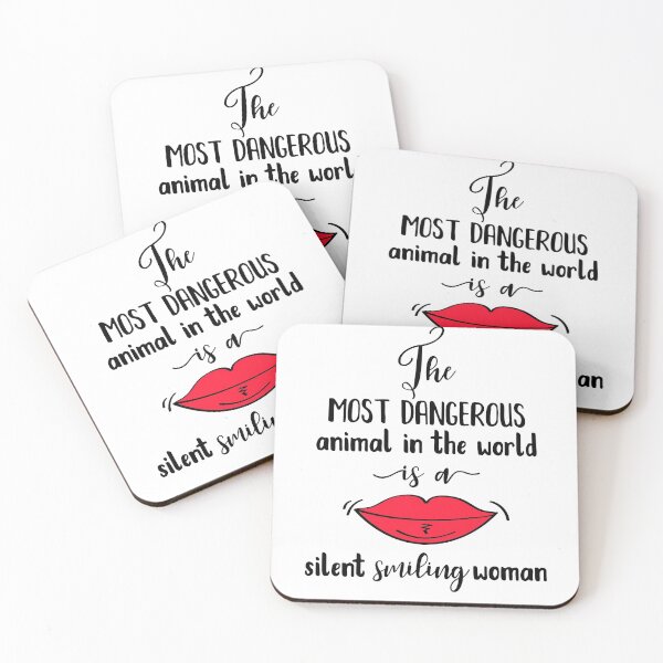 Item preview, The Most Dangerous animal in the World is a Silent Smiling Woman - Funny hand drawn quote designed and sold by WearWolfDesigns.