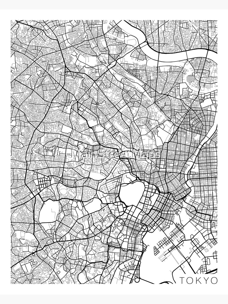 Tokyo Map, Japan - Black and White by MainStreetMaps