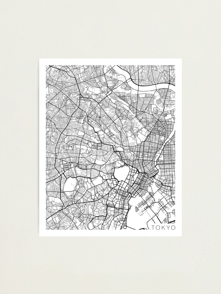 Alternate view of Tokyo Map, Japan - Black and White Photographic Print