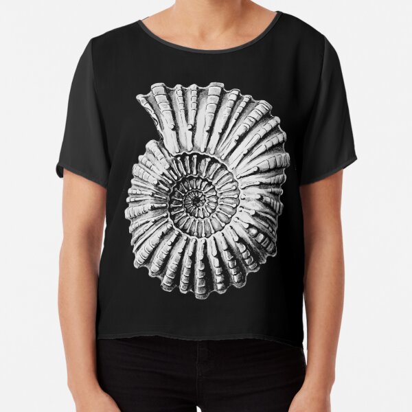 Vintage Ammonite Spiral Fossil Chiffon Top