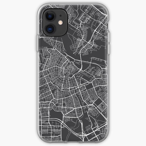 Amsterdam Map, Niederlande - Grau iPhone Flexible Hülle