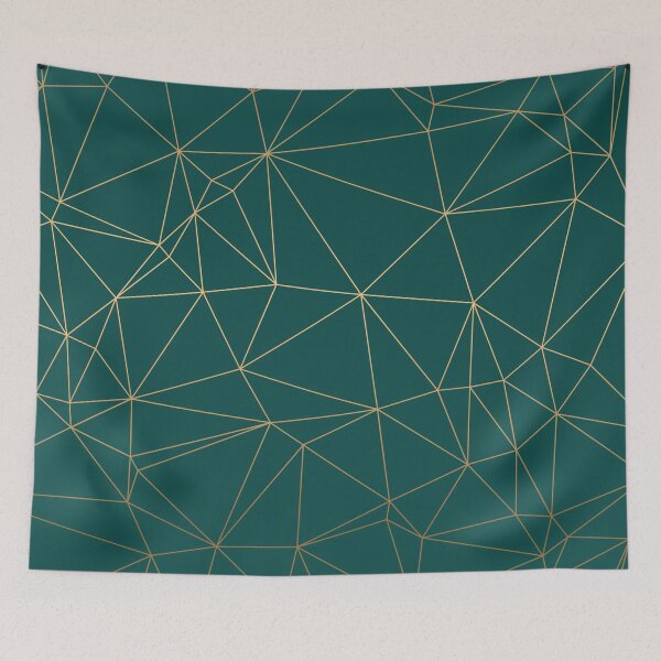 Item preview, Emerald Green Gold Geometric Pattern With Gold Shimmer designed and sold by Vic Torys ☆.