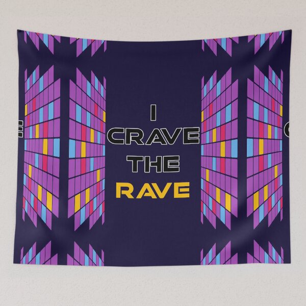 Item preview, I Crave The Rave - Save Our Scene - Center Yellow on Navy Blue designed and sold by NoMatterLab.