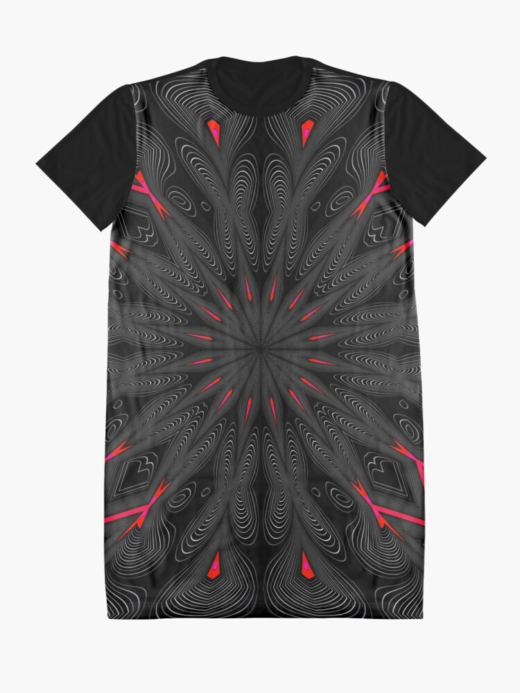 Alternate view of Fractal Madness - Neon Red Black 1 Graphic T-Shirt Dress