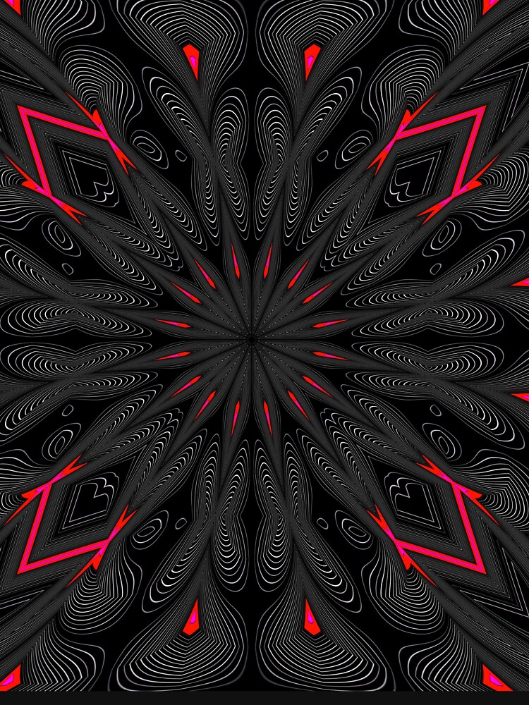 Fractal Madness - Neon Red Black 1  by vkdezine