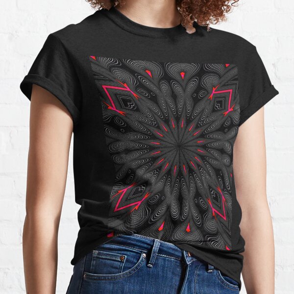 Fractal Madness - Neon Red Black 1 Classic T-Shirt