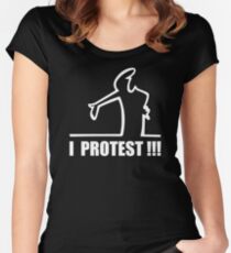 Cool Funny Cartoon I Protest Women's Fitted Scoop T-Shirt