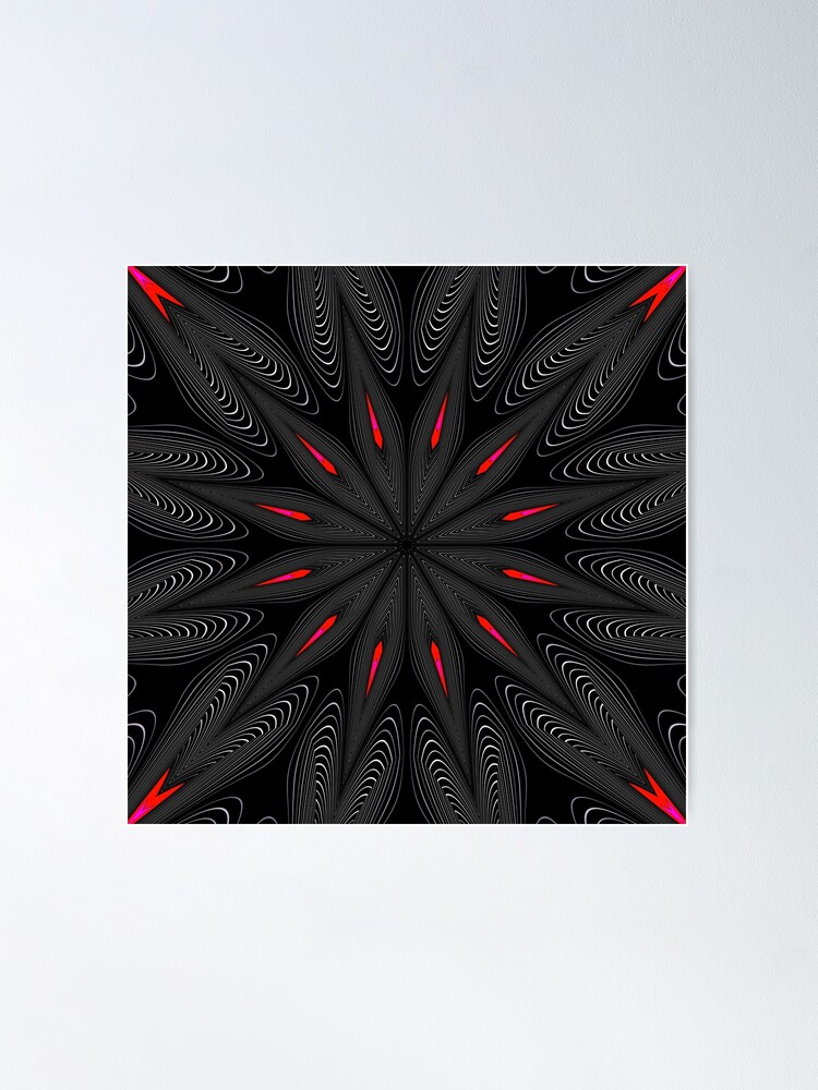 Alternate view of Fractal Madness - Neon Red Black 2 Poster