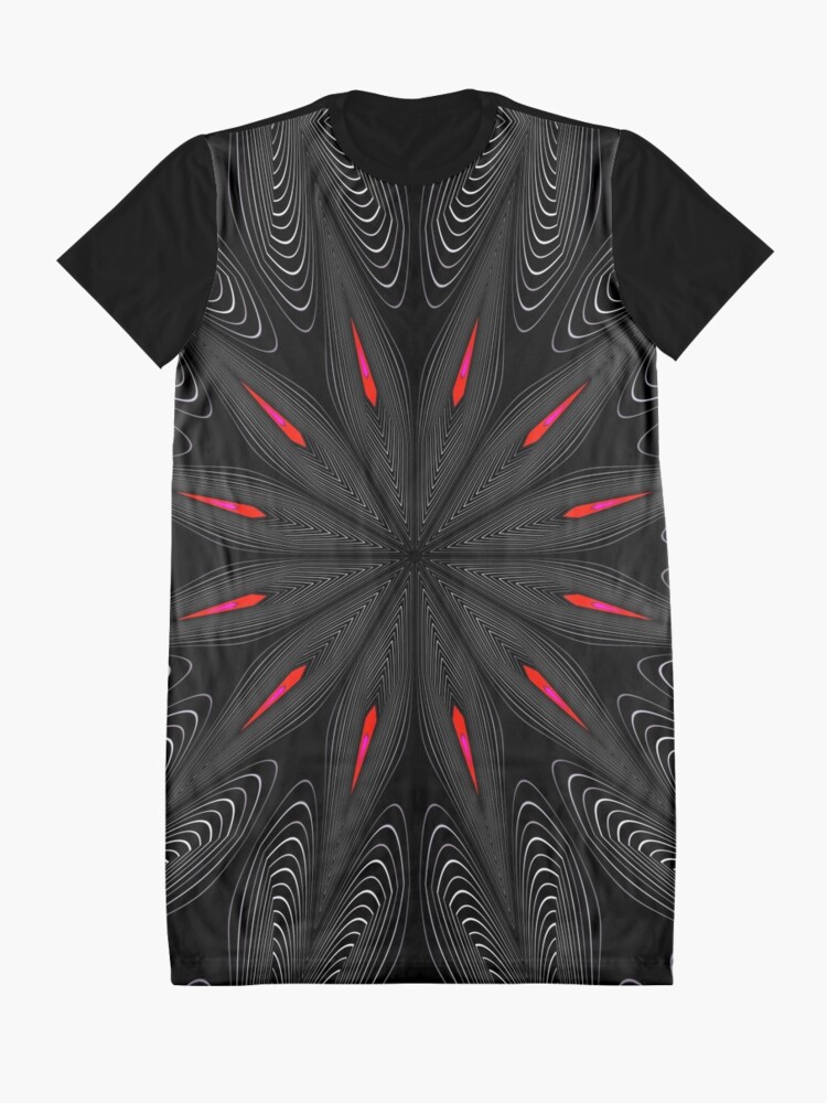 Alternate view of Fractal Madness - Neon Red Black 2 Graphic T-Shirt Dress