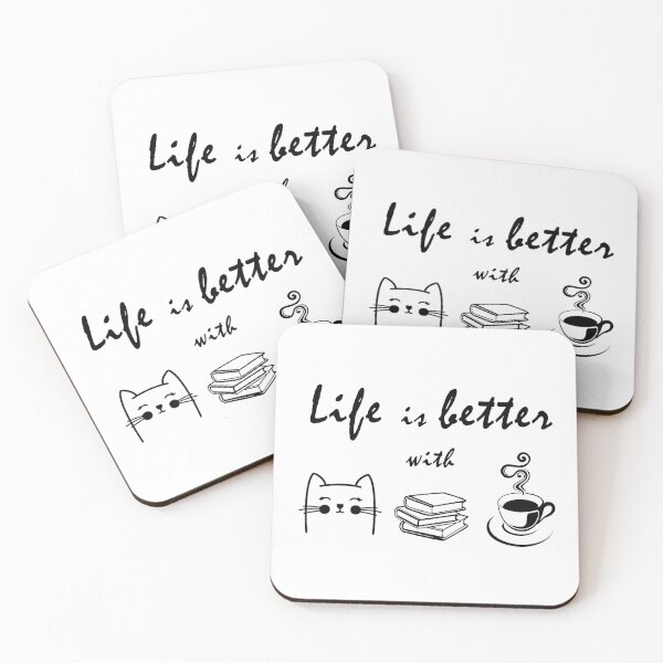 Item preview, Life is better with cat book & coffee designed and sold by CYBuddyWorld.