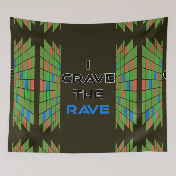 Item preview, I Crave The Rave - Save Our Scene - Center Blue on Dark Green designed and sold by NoMatterLab.
