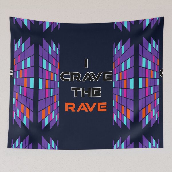 Item preview, I Crave The Rave - Save Our Scene - Center Orange on Dark Blue designed and sold by NoMatterLab.