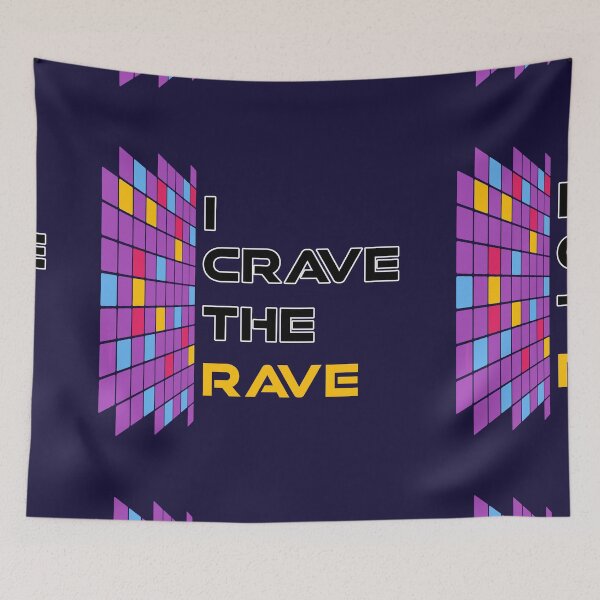 Item preview, I Crave The Rave - Save Our Scene - Yellow on Navy Blue designed and sold by NoMatterLab.