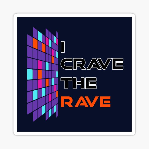 Aperçu de l'œuvre I Crave The Rave - Save Our Scene - Orange sur bleu foncé créée et vendue par NoMatterLab.