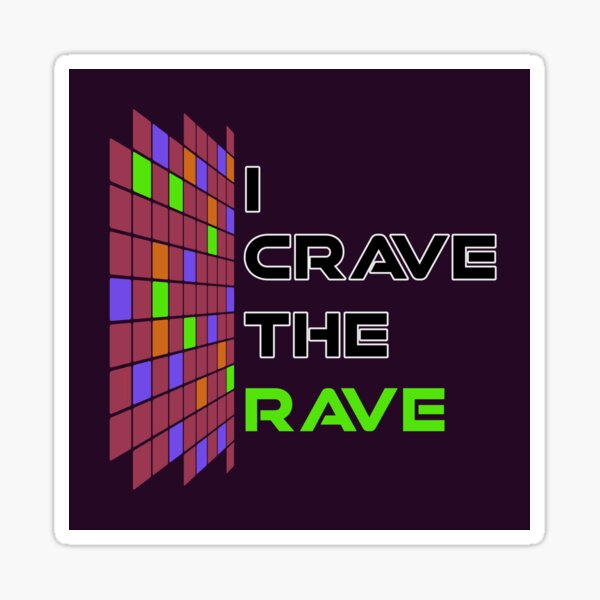 Aperçu de l'œuvre I Crave The Rave - Save Our Scene - Vert sur violet créée et vendue par NoMatterLab.