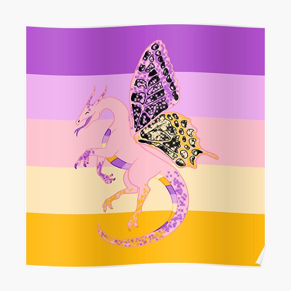 Trixic Pride Fae Dragon With Flag Poster For Sale By Stupidmasky