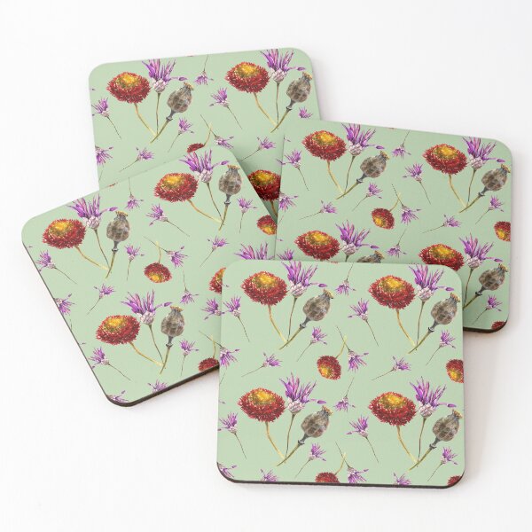 Item preview, dried flowers on green watercolor seamless pattern designed and sold by IrinaShishkina.