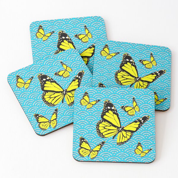 Item preview, BABY BLUE YELLOW MONARCH BUTTERFLIES ART designed and sold by sharlesart.