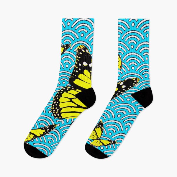 Item preview, BABY BLUE YELLOW MONARCH BUTTERFLIES ART designed and sold by sharlesart.