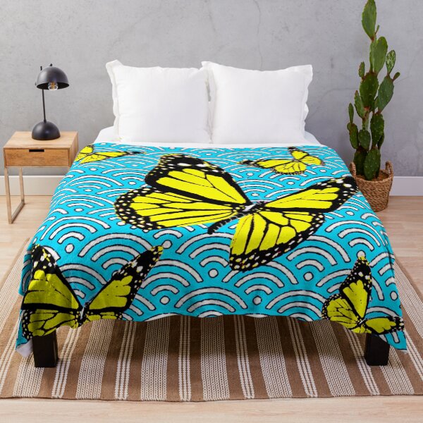 Item preview, BABY BLUE YELLOW MONARCH BUTTERFLIES ART designed and sold by sharlesart.