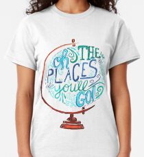 Camiseta clásica Oh los lugares a los que irás - Vintage Typography Globe