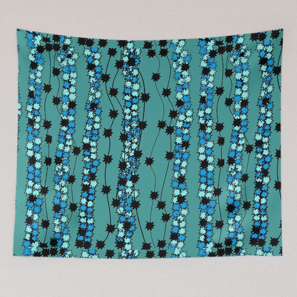 Item preview, Design Lines and FLower Look Like Teal Aqua Blue Black designed and sold by DesignsByMuriel.