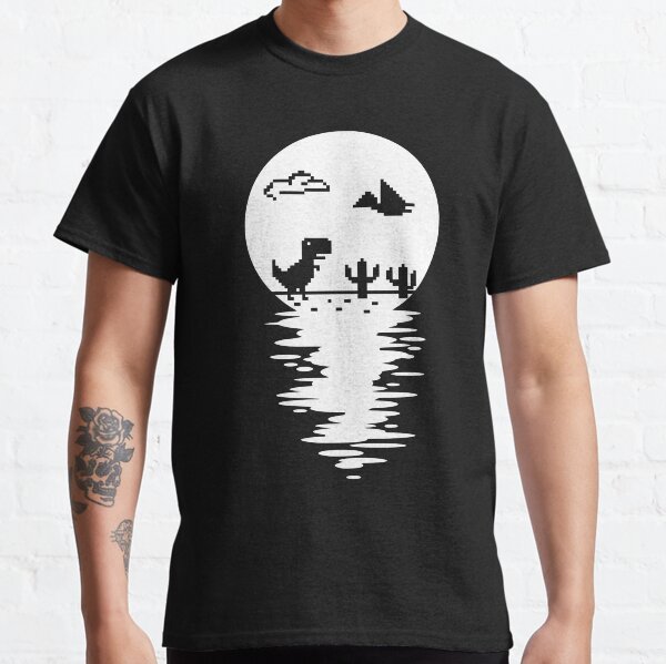 Mysterious T Rex Offline Full Moon Water Reflection Classic T-Shirt