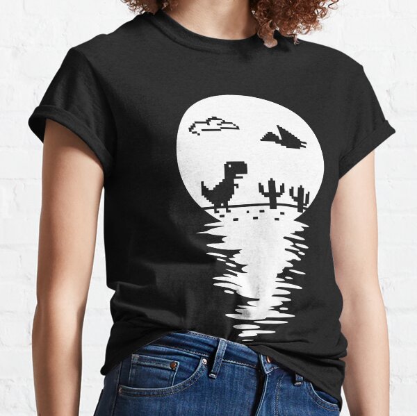 Mysterious T Rex Offline Full Moon Water Reflection Classic T-Shirt
