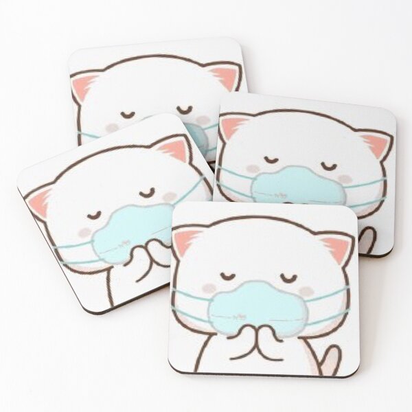 Item preview, Cute kawaii mochi cat peach mask  designed and sold by Estella Carterson.