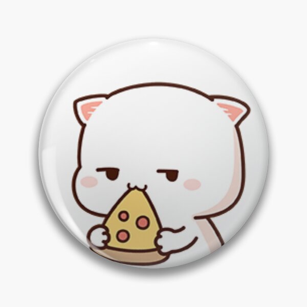 Item preview, Cute kawaii funny mochi cat eating pizza designed and sold by Estella Carterson.