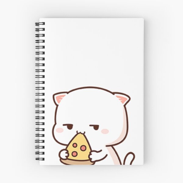 Item preview, Cute kawaii funny mochi cat eating pizza designed and sold by Estella Carterson.