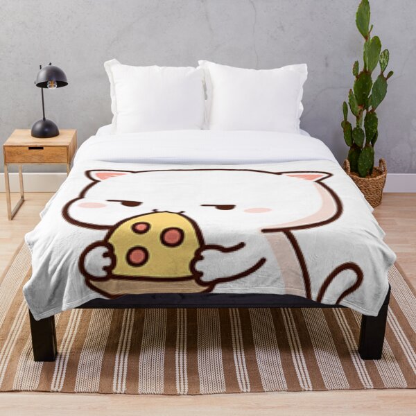 Item preview, Cute kawaii funny mochi cat eating pizza designed and sold by Estella Carterson.