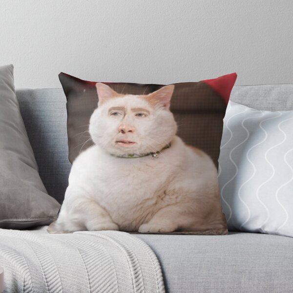 Nicolas Cage Photoshop Cat Throw Pillow