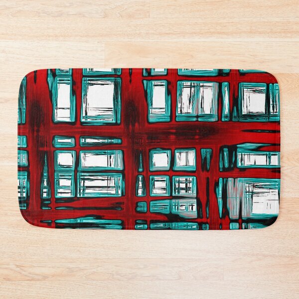 Item preview, Abstract window pattern, rectangular geometric pattern, red, blue, black, white designed and sold by Nostrathomas66.