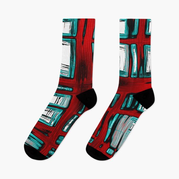 Item preview, Abstract window pattern, rectangular geometric pattern, red, blue, black, white designed and sold by Nostrathomas66.