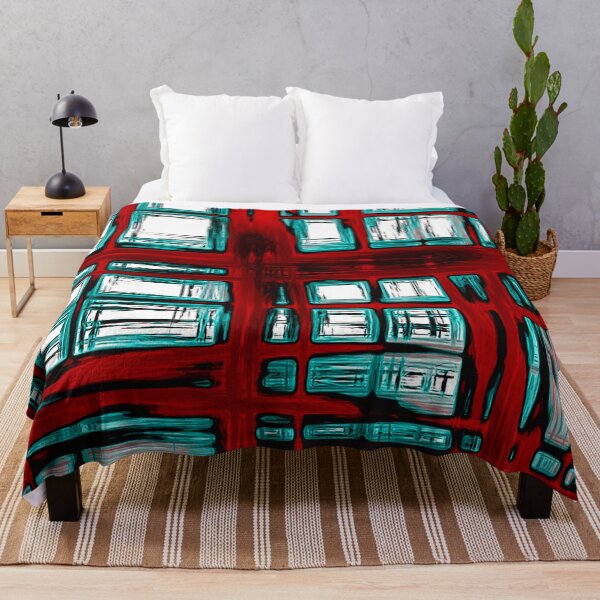 Item preview, Abstract window pattern, rectangular geometric pattern, red, blue, black, white designed and sold by Nostrathomas66.