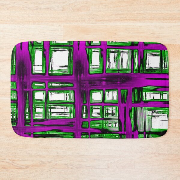 Item preview, Abstract window pattern, rectangular geometric pattern, purple, lime green, black, white designed and sold by Nostrathomas66.
